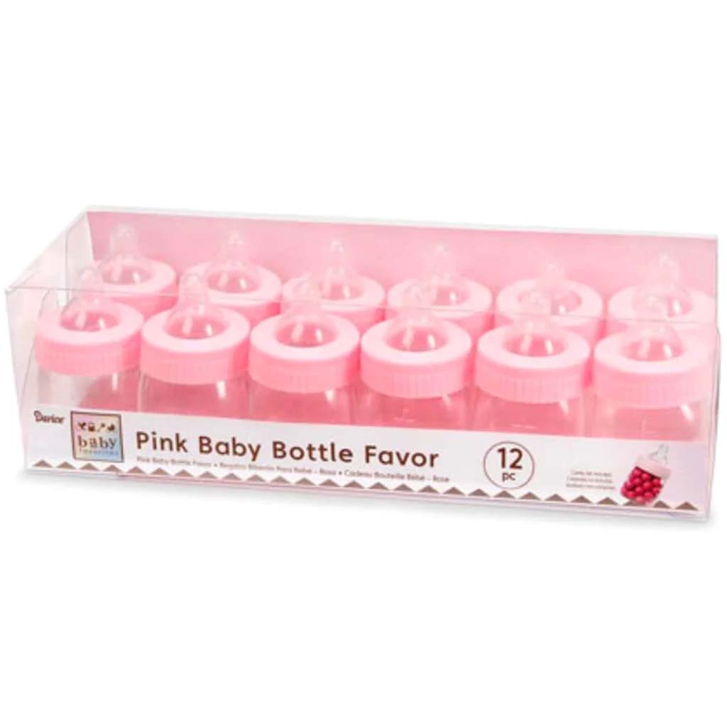 BABY SHOWER FAVOR BABY BOTTLE 12PCS 3IN PINK 