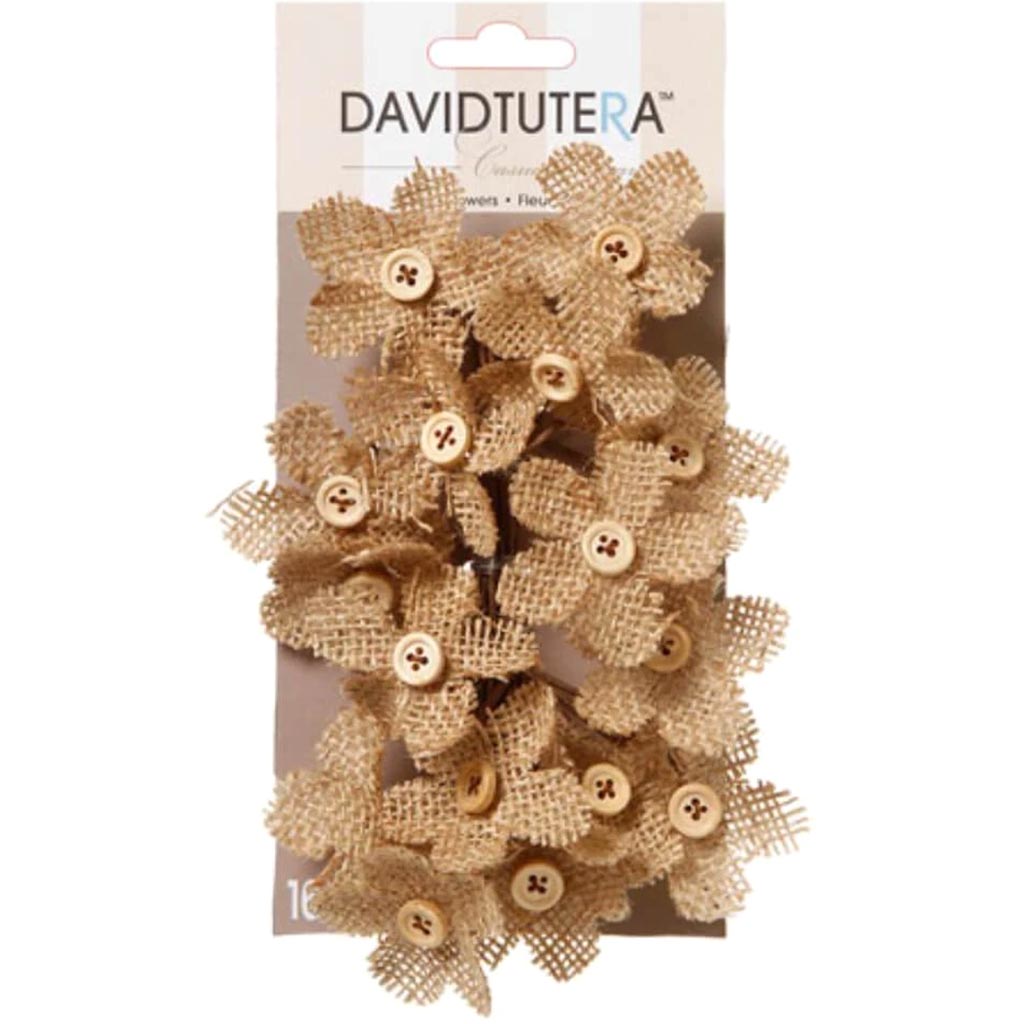 David Tutera Burlap Flower Picks 4.5 x 3.5 inches 16 pieces 