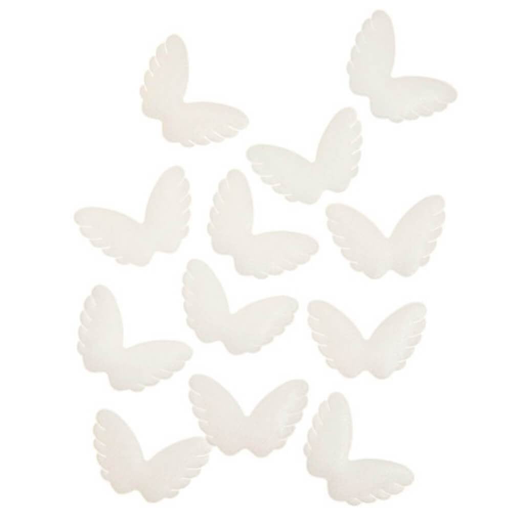 ANGEL WINGS FABRIC PUFFY WHITE IRIDESCENT 12PCS 2IN 