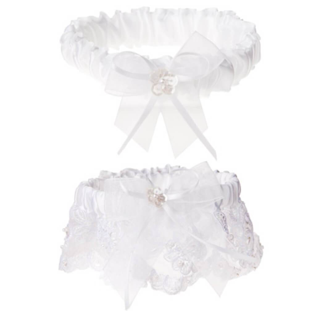 Garter Set Pearl Accent White 2 pieces 