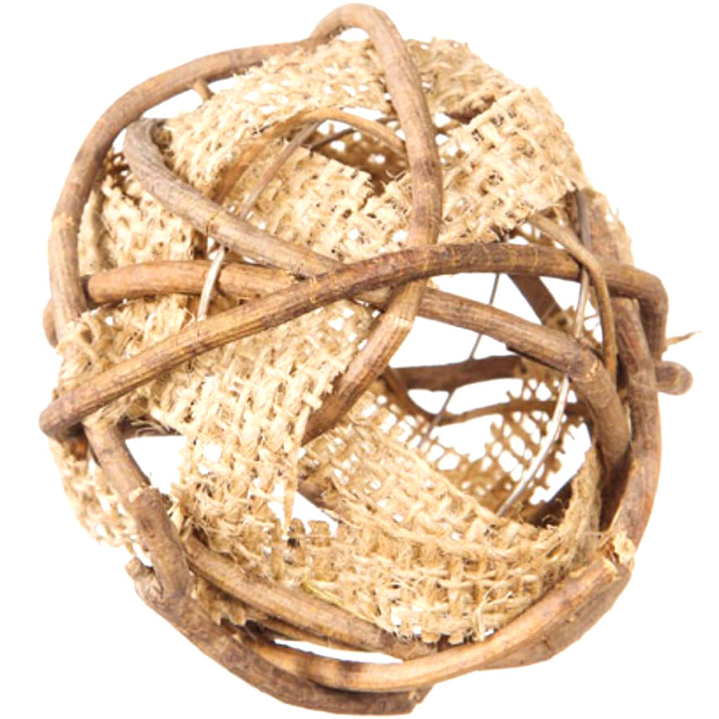 Natural Grapevine Ball with Burlap Strips 