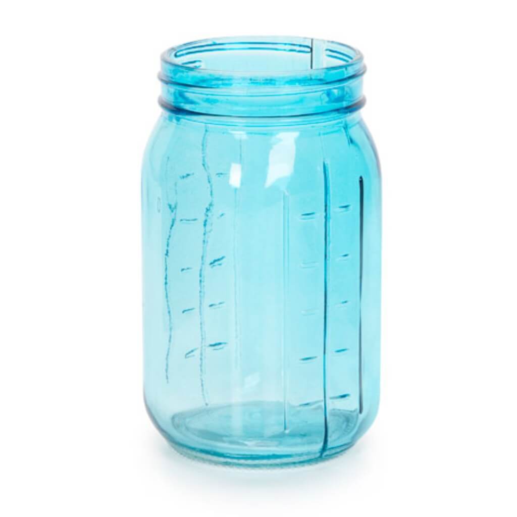 GLASS MASONJAR TRANSPARET BLUE 3.5X6.5IN 