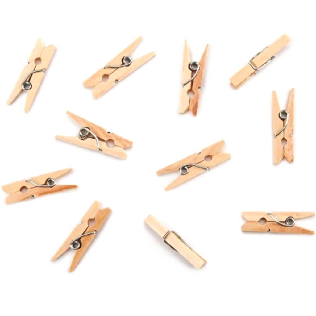 Mini Spring Clothespins Natural 1 inch 50 pieces 