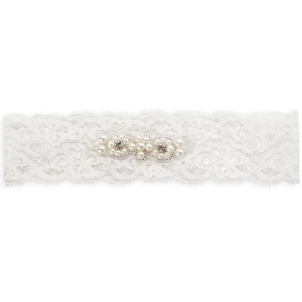 David Tutera Lace Garter White Pearl Stretchable 