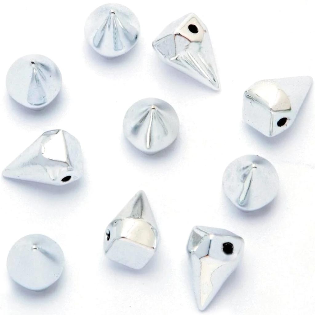 BEADS SPIKE LARGE CONE SILVER 15PCS 