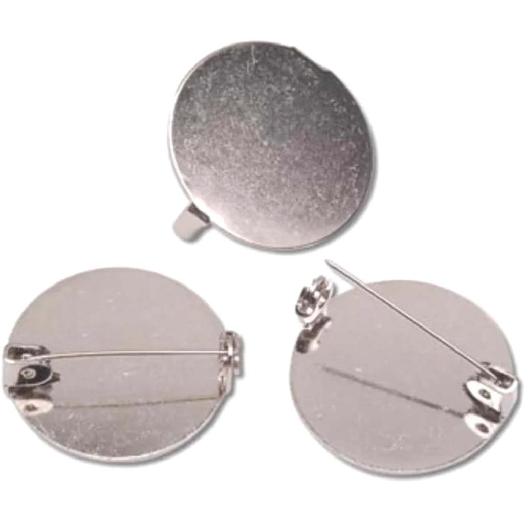 Round Pin Backs Nickel 26mm 