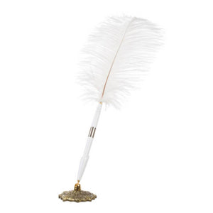 Feather Pen and Holder White