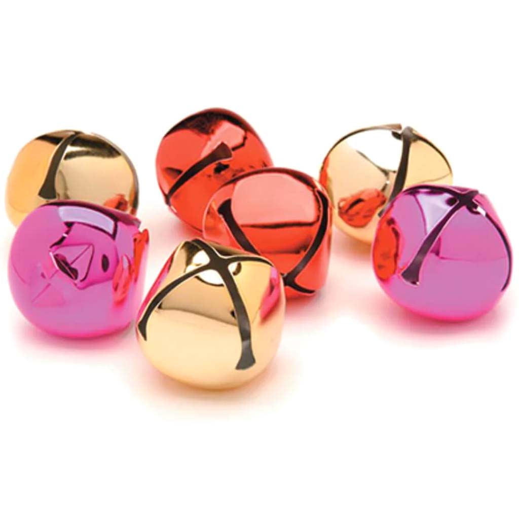 Jingle Bells Shiny Pink Gold Red 35mm 8 pieces 