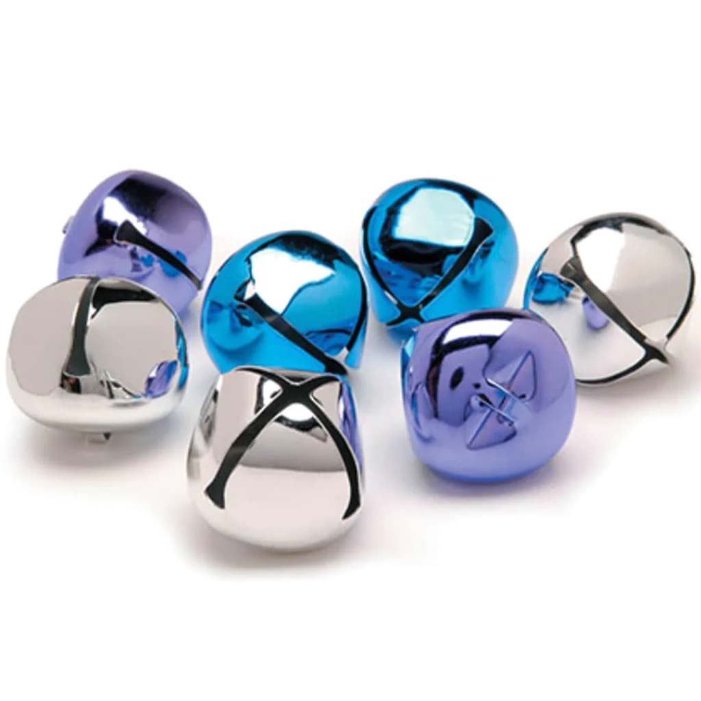 Jingle Bells Shiny Blue Purple Silver Assorted 8 pieces 