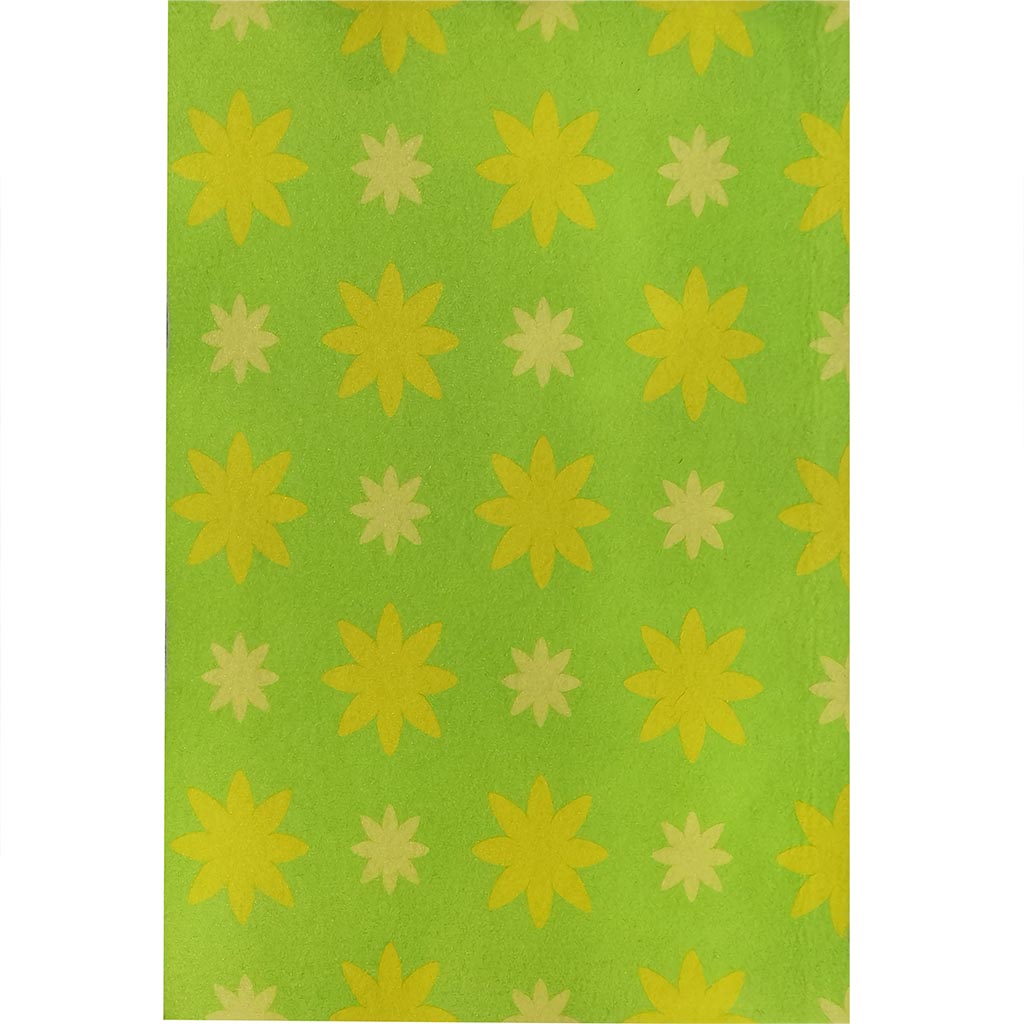 Felt Sheet Flower Print Lime 09 x 12in