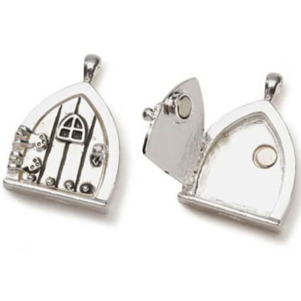 Fairy Door Charm Triangle Window DoorAntique Silver 