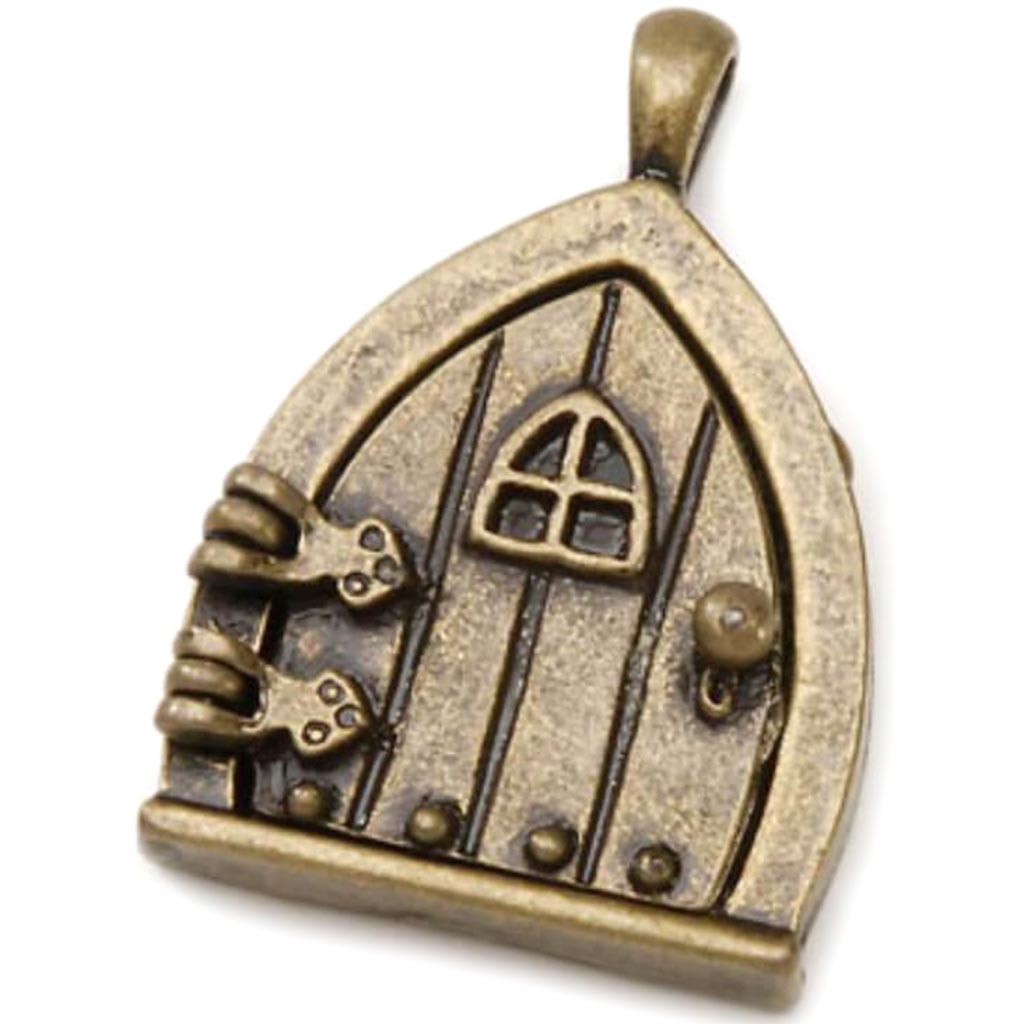 Fairy Door Charm Triangle Window DoorAntique Bronze 