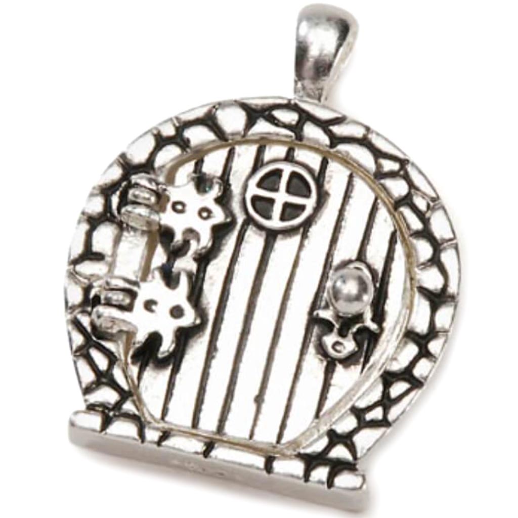 Fairy Door Charm Round Window Antique Silver 