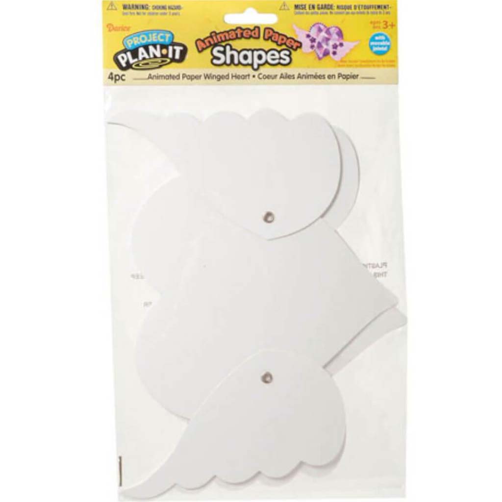 PAPER SHAPES WINGED HEART 4PCS JOINTED 