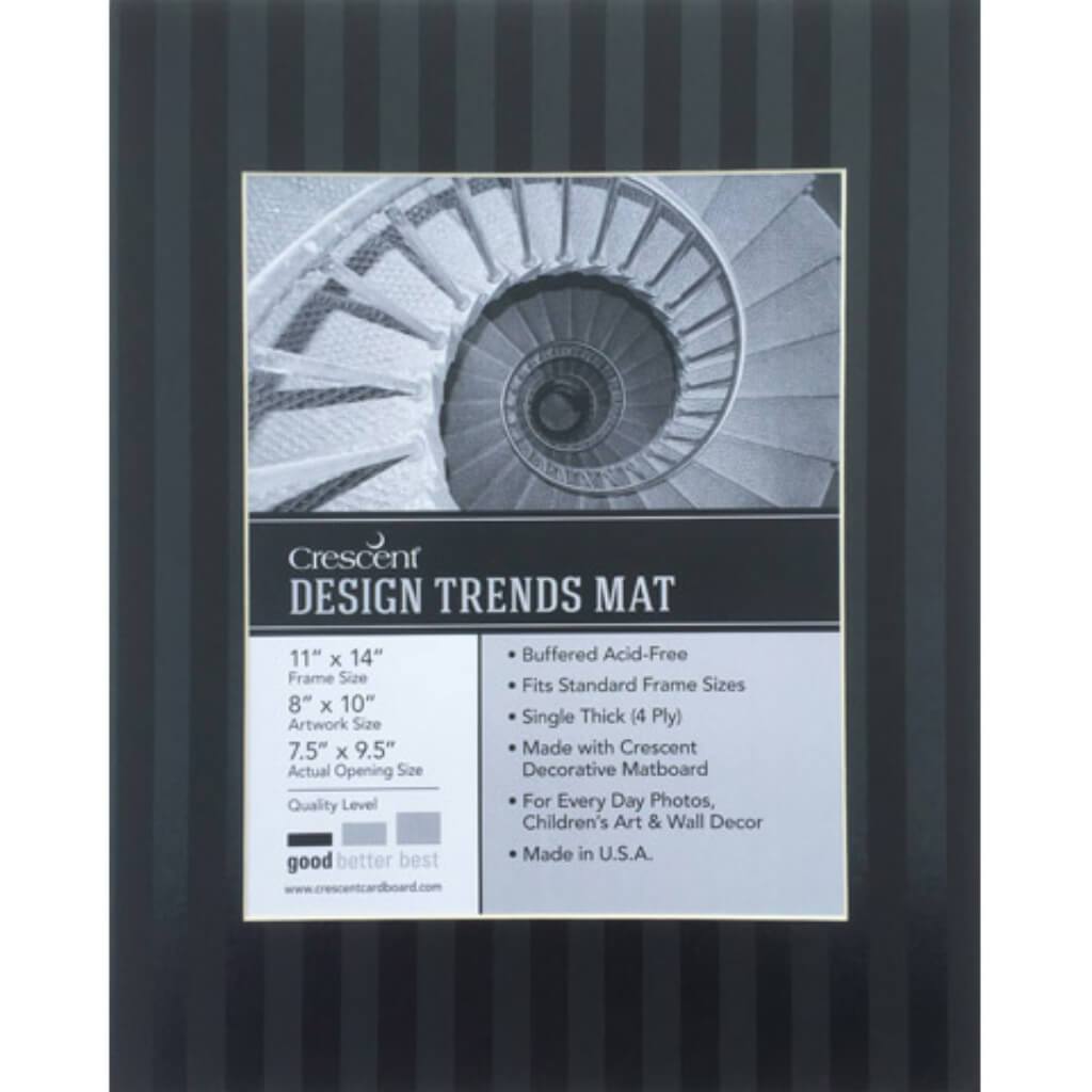 MATBOARD DOUBLE EMPIRE STRIPE BLACK 11X14IN 