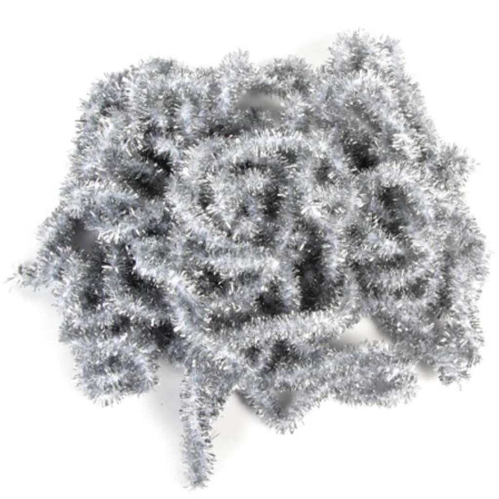 Wireless Chenille Cord White with Silver Tinsel 12mm x 10 yards 