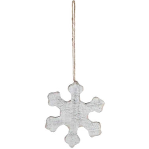 Snowflake Antique Look Ornament White 6 inches 