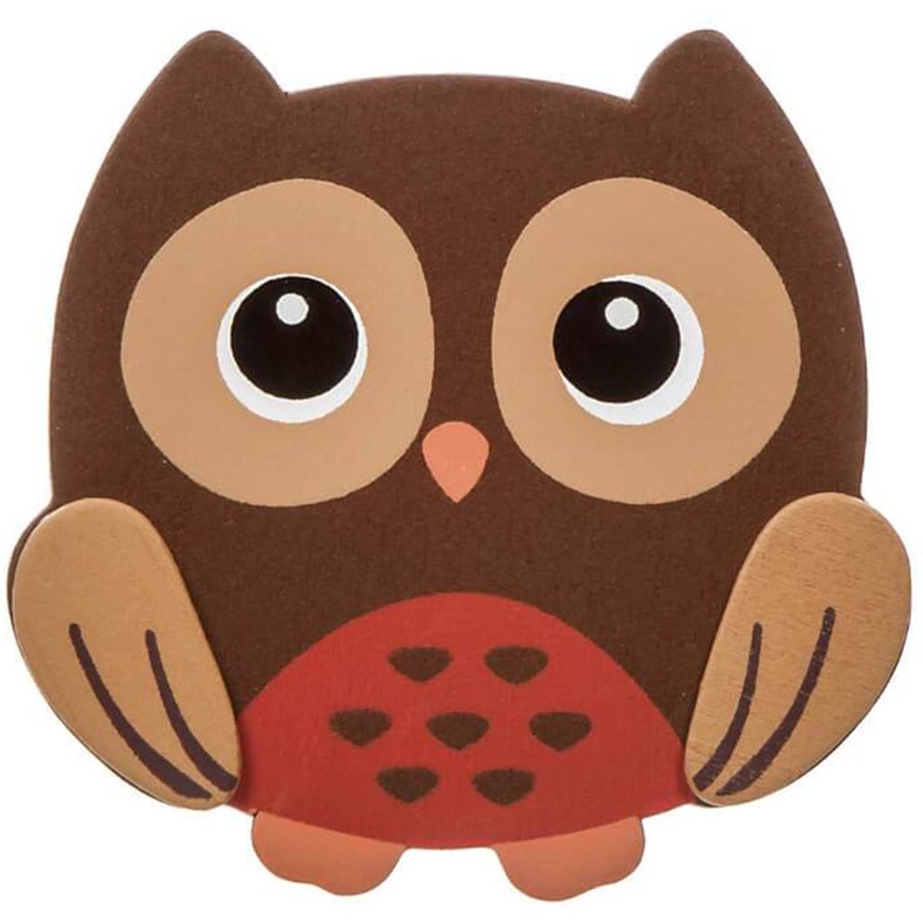 PAINTED SHAPE WOODLAND OWL 3X3IN 