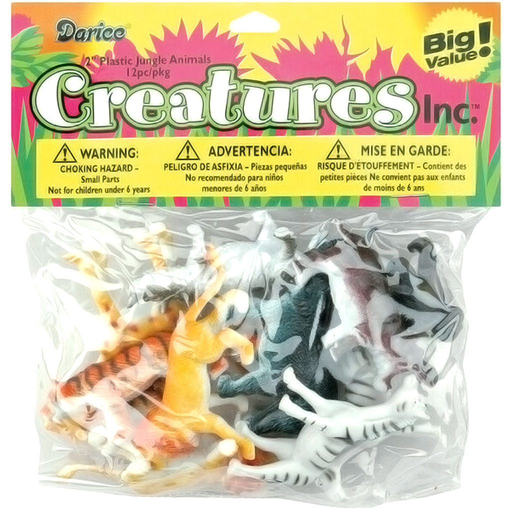 Plastic Jungle Animals 2 inches 12 pieces 