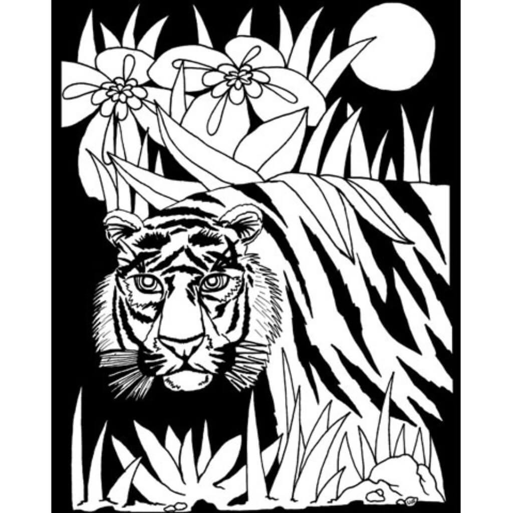 Velvet Color-In Poster Jungle Tiger 16 x 20 inches 