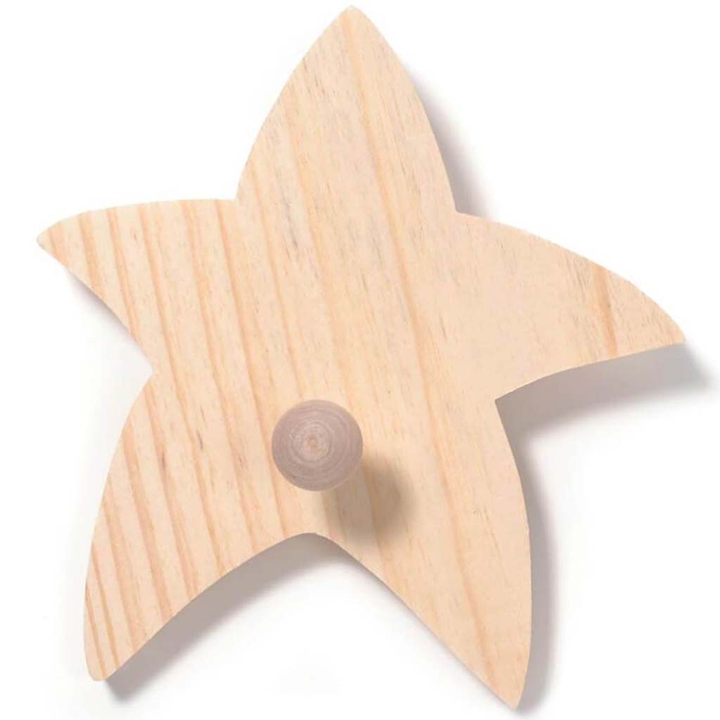 WOODEN PEG HOOK WHIMSICAL STAR 