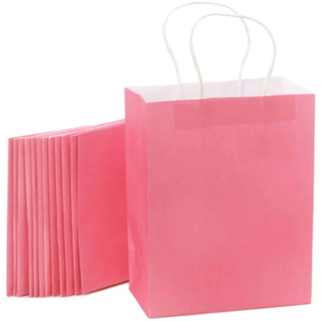 Paper Bag Pink 4.25 x 8 x 10.25 inches 13 pieces 