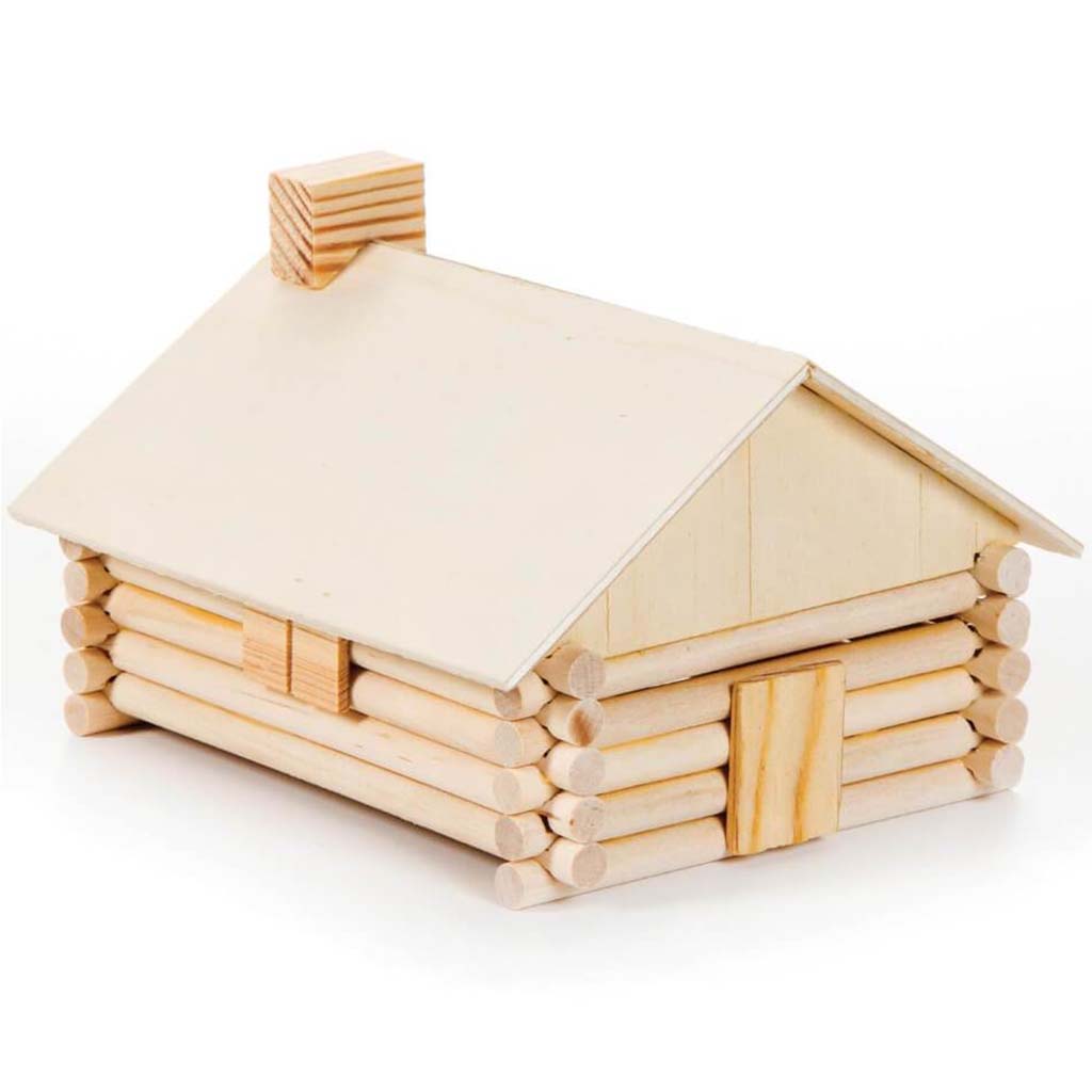 WOOD MODEL KIT MAKES LOG CABIN 