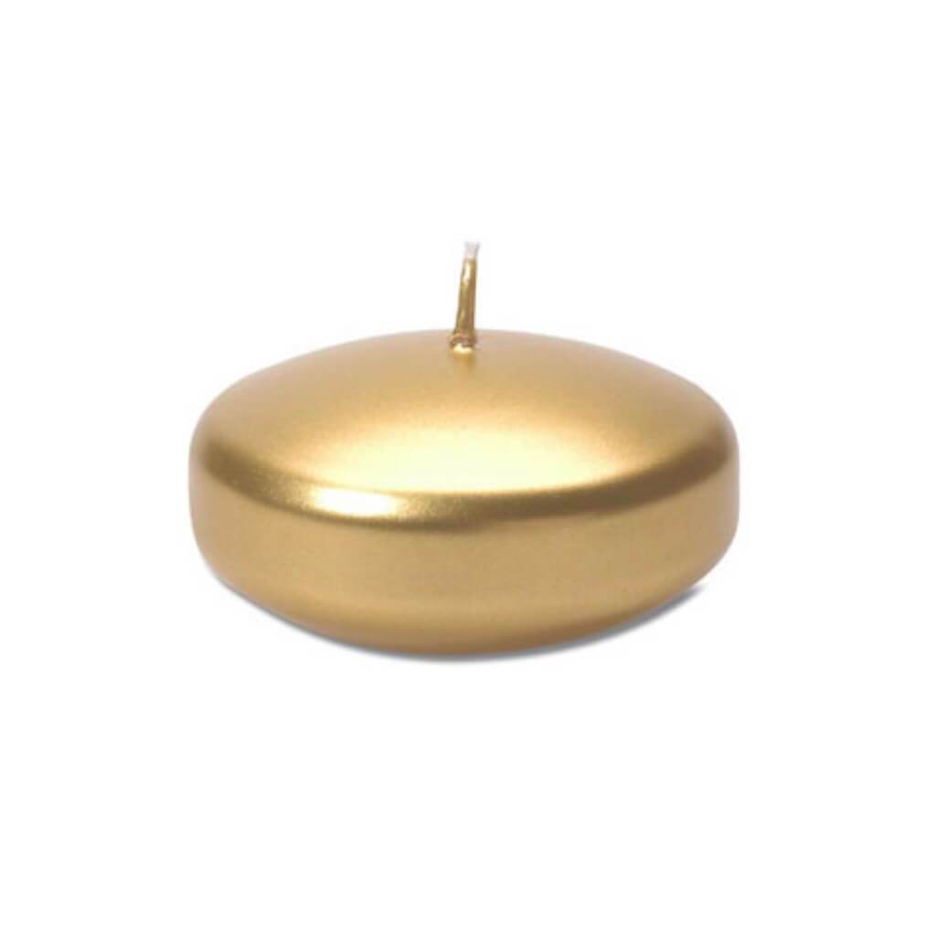 CANDLE FLOAT DISK METLLIC GOLD 