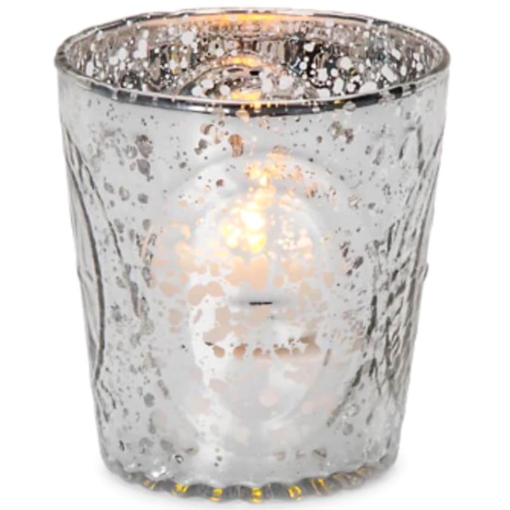 David Tutera Illusion Embossed Votive Holders Silver