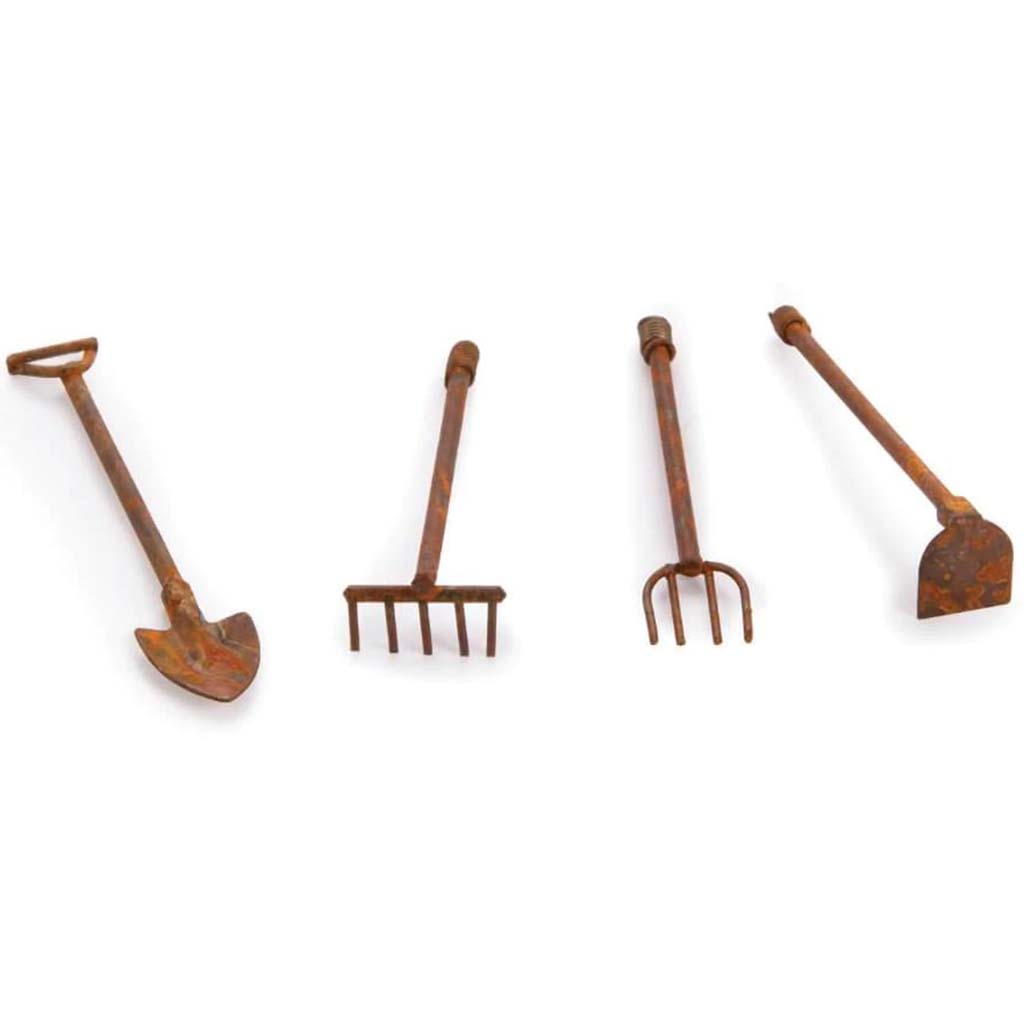 MINIATURE GARDEN TOOL RUSTIC 4PCS 