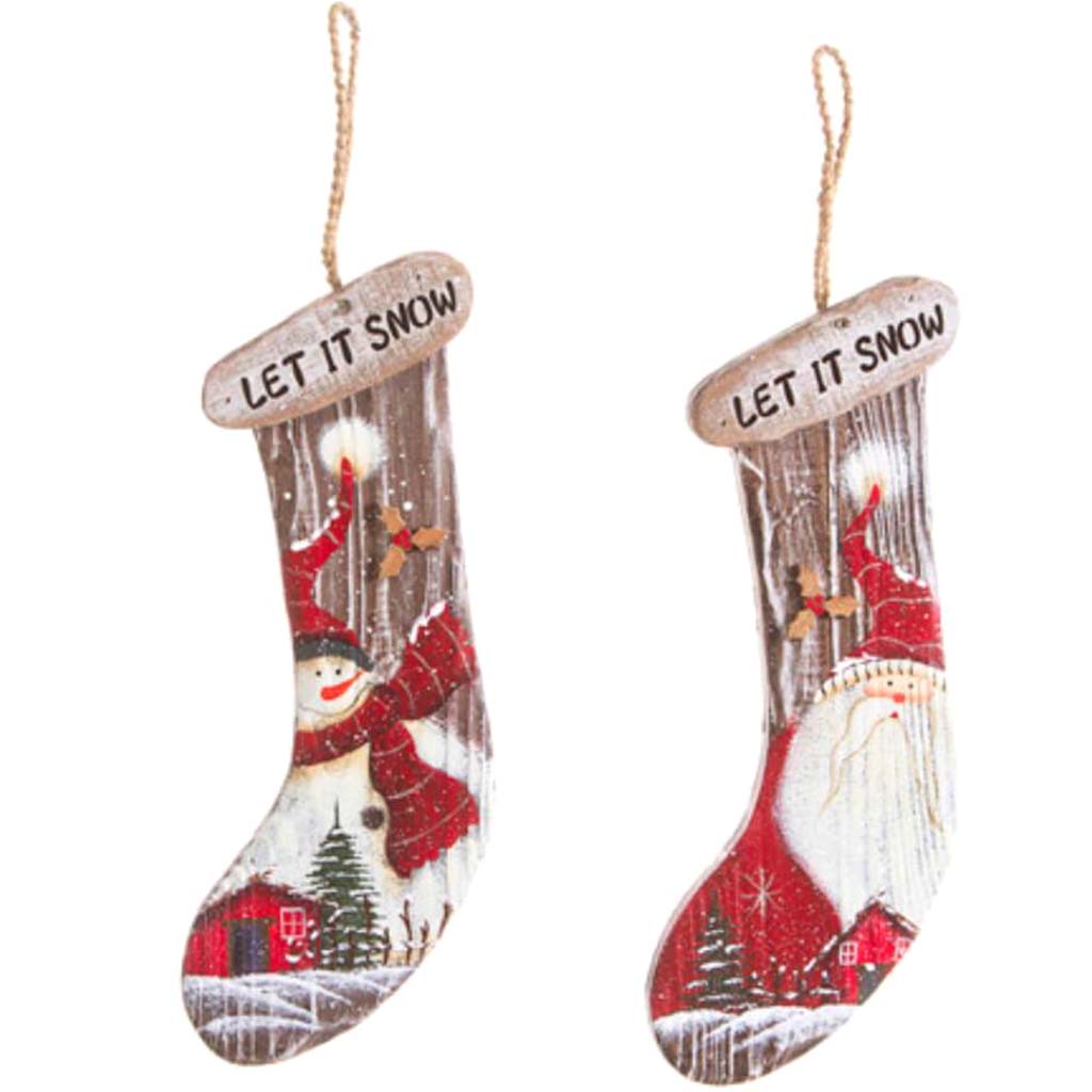 Wood Stocking: 4.5 x 11.5 inches, 2 Assorted Styles 