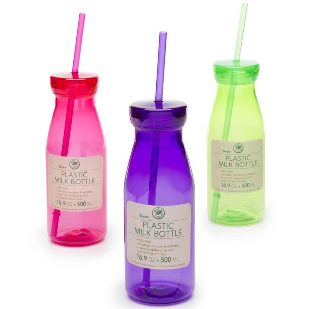 PLASTIC MILK BOTTLE 7.67 IN X3 PURPLE 