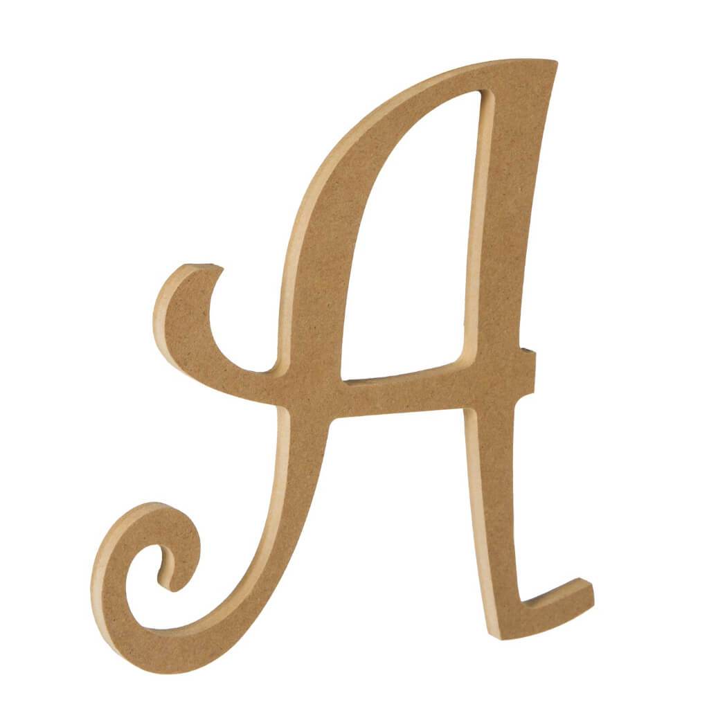 Fancy Script Font Unfinished Wooden MDF Letter