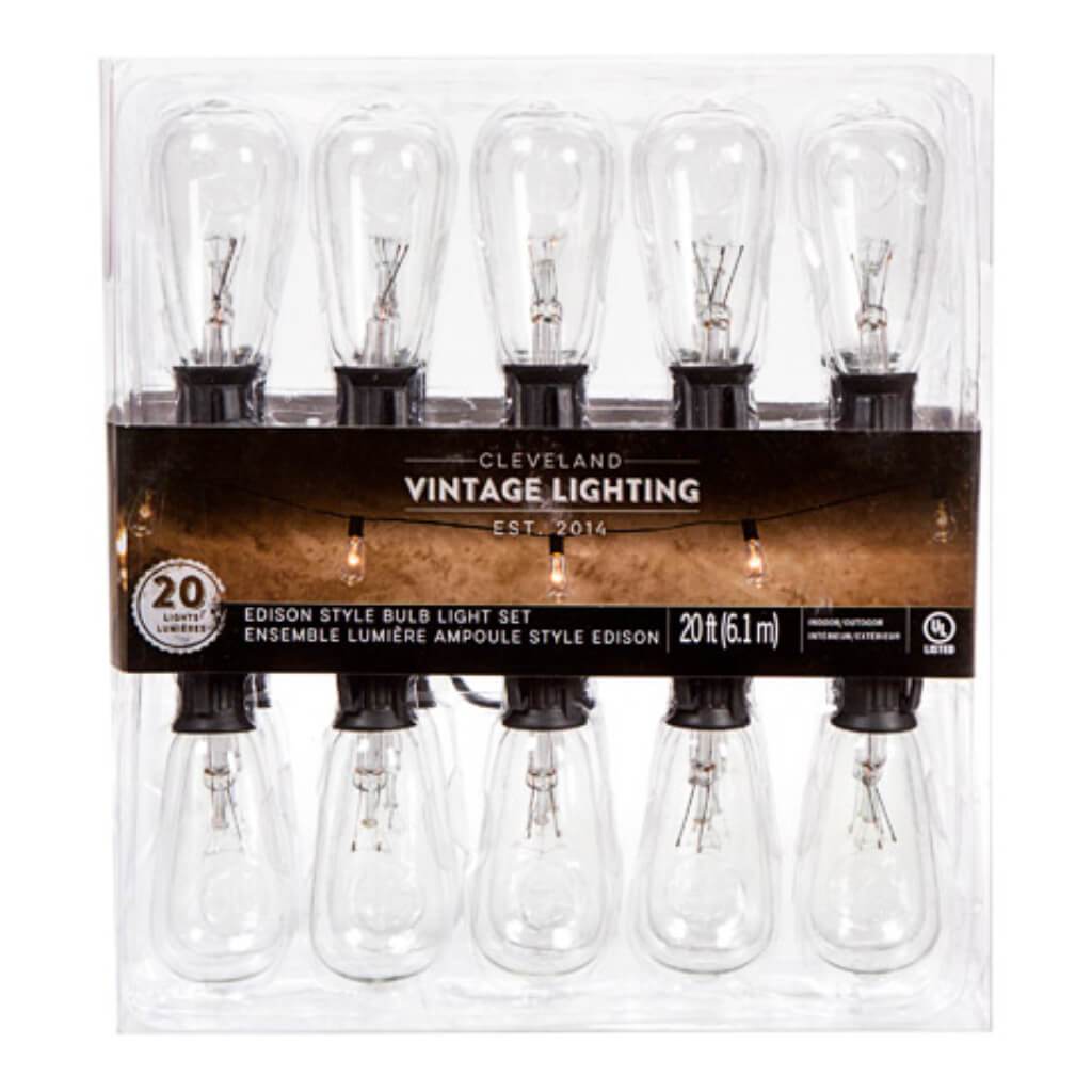 CVL™ Vintage String Lights 20 Foot Cord 20 3 x 1.5-inch Edison Bulbs 