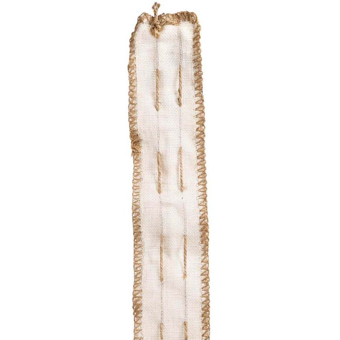 JUTE STITCH RIBBON NATURAL WHITE 3.9IX3Y 