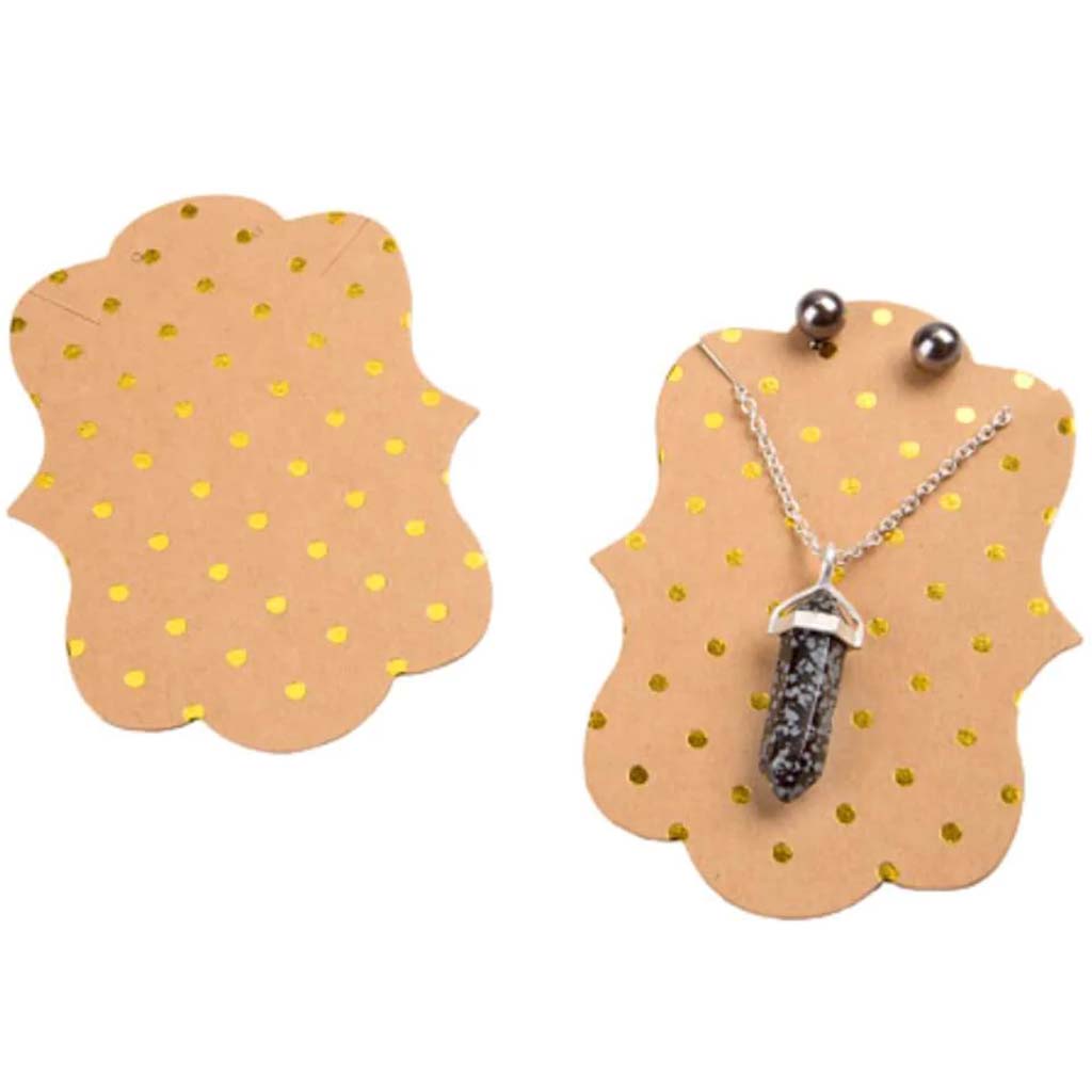 Get Organized™ Necklace and Earring Cards Kraft with Gold Dots 24 assorted size 