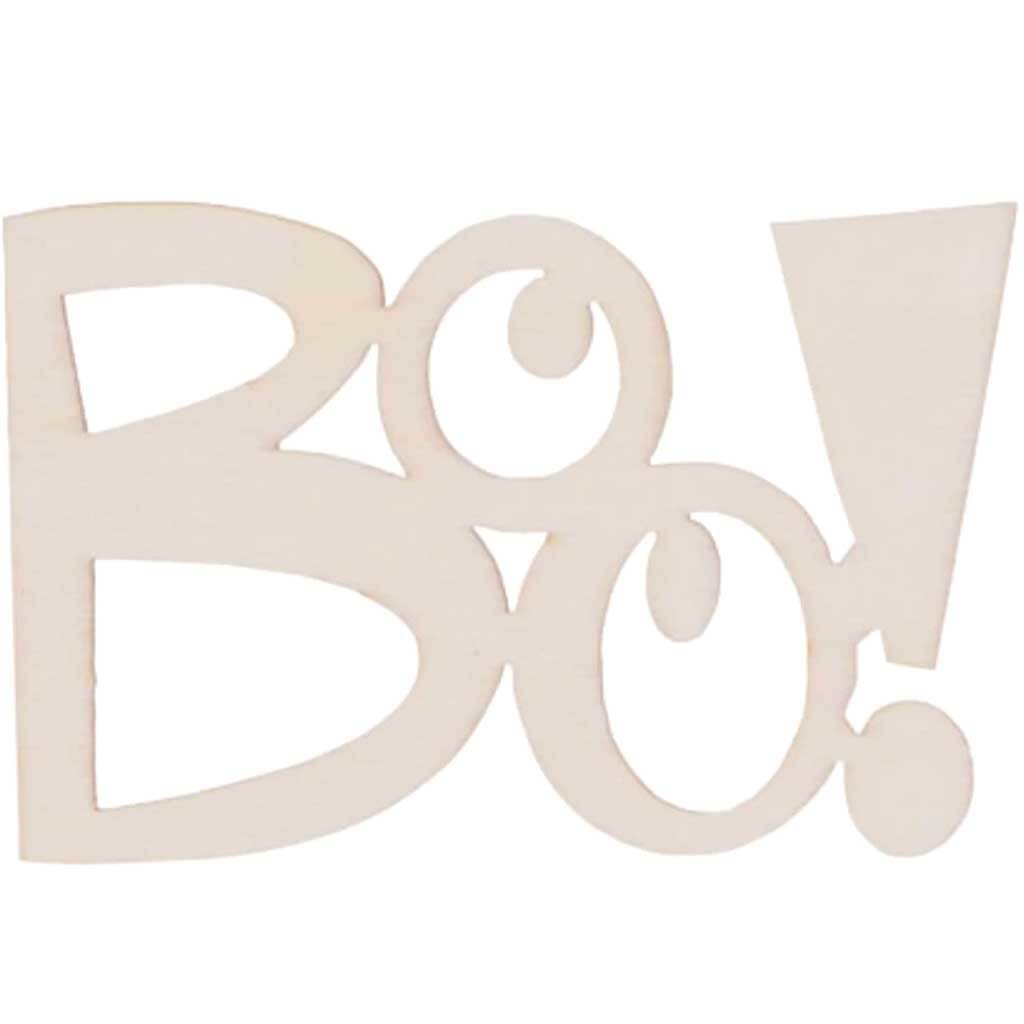 Laser Cut Wood Boo DECORations Unfinished 5 x 3.25 inches 