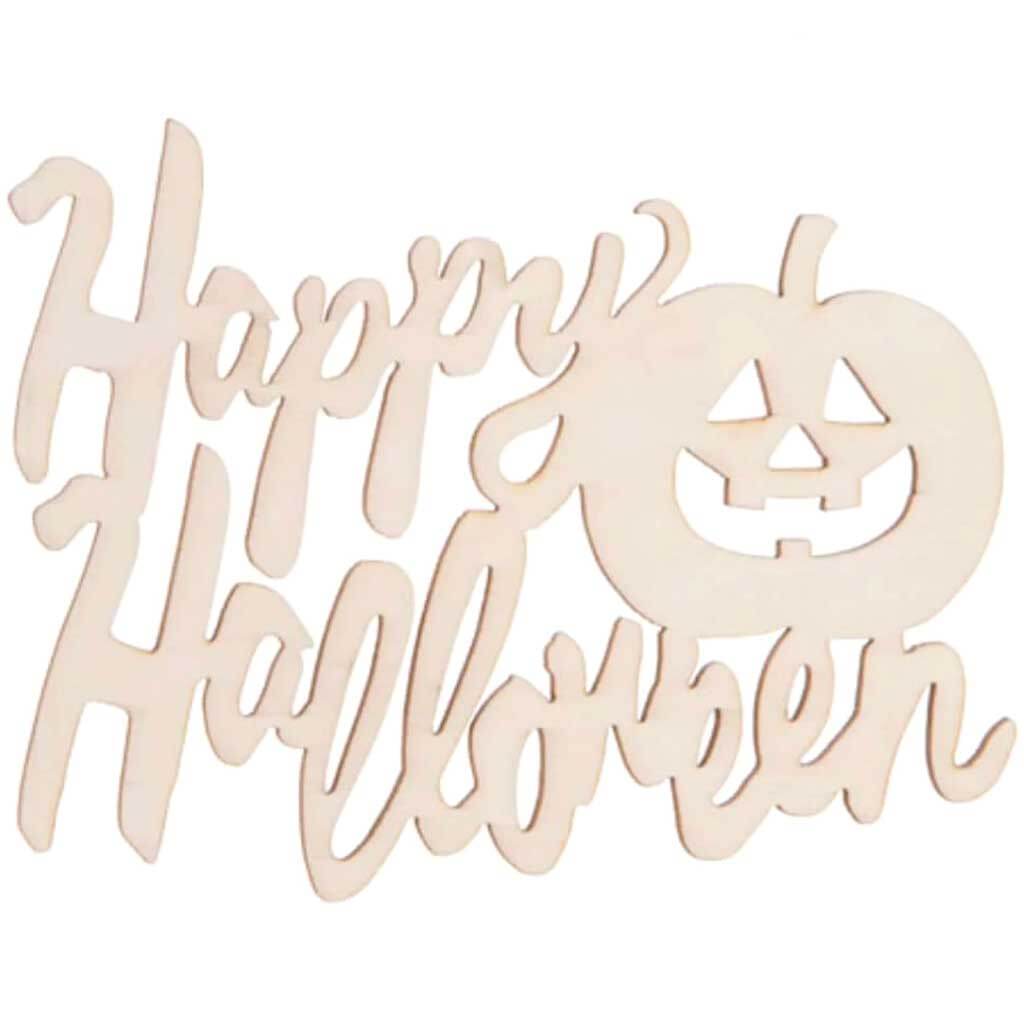 Laser Cut Happy Halloween Wood Cutout Unfinished 5 x 3.25 in 