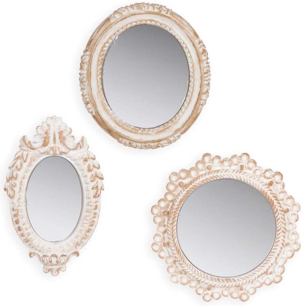 MINI MIRROR OVAL ROUND RESIN 3 ASSORTED STYLE 