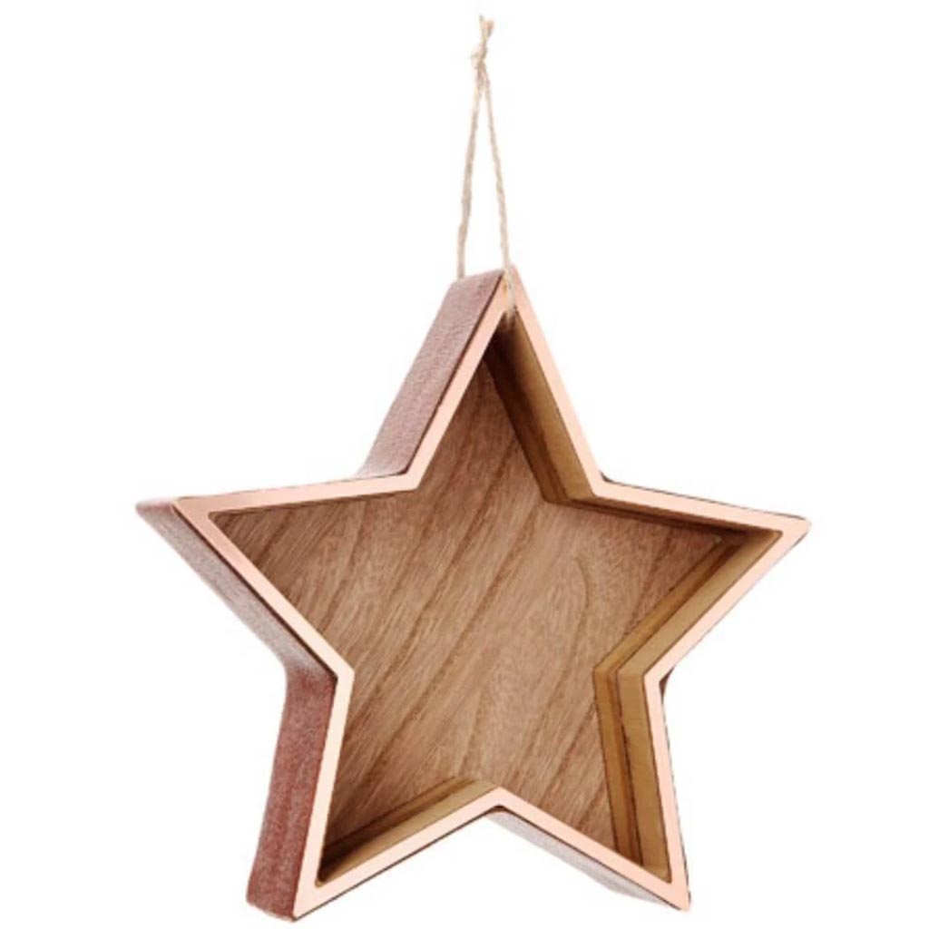 Star Shadow Box with Jute Hanger Ornament 7.5in