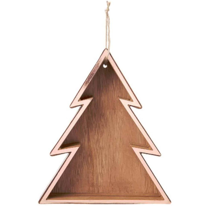 Christmas Tree Shadow Box with Jute Hanger Ornament 7.5in 