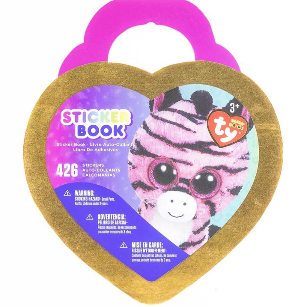 STICKER BOOK HEART SHAPE ZEBRA FOIL &amp; GLITTER 