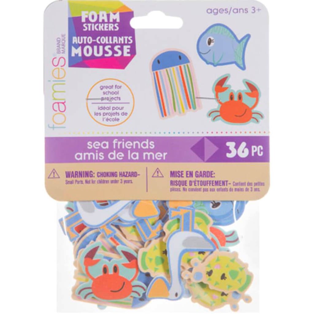 Foamies Sea Creatures Stickers: Up to 2.75 inches 36 pieces 