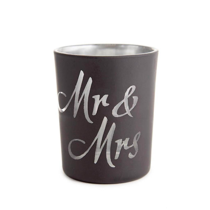 CANDLE HOLDER MR AND MRS BLACK & SILVER 