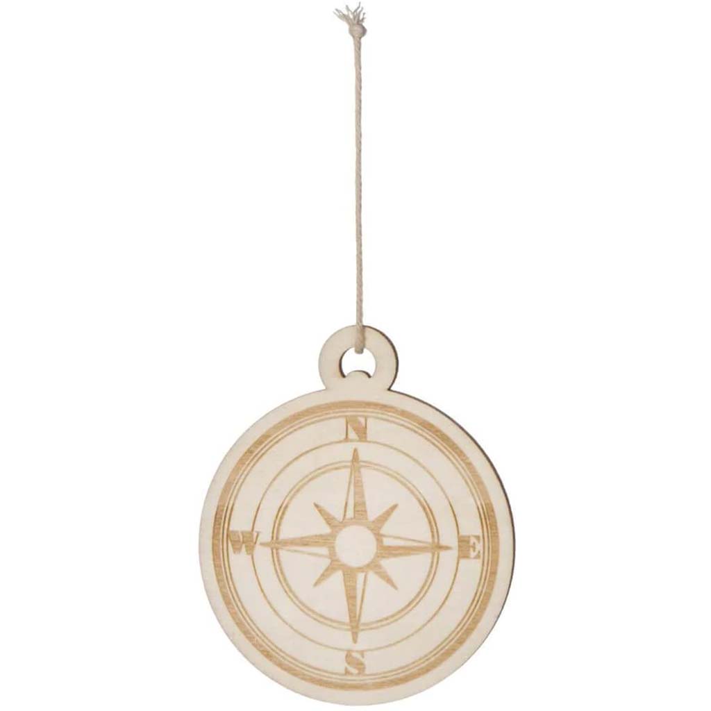 UNFINISH WOOD ORNAMENT COMPASS 3.5X3.5 