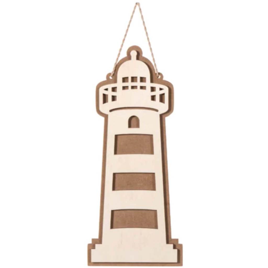 Layered Wood &amp; MDF Lighthouse Shape: 11.7 inches 