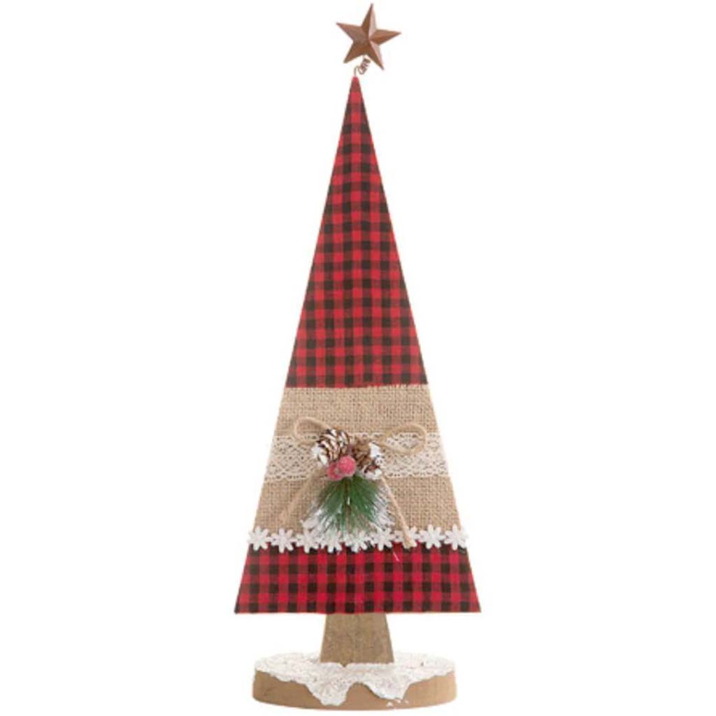 Plaid Christmas Tree MDF Table DECORation 