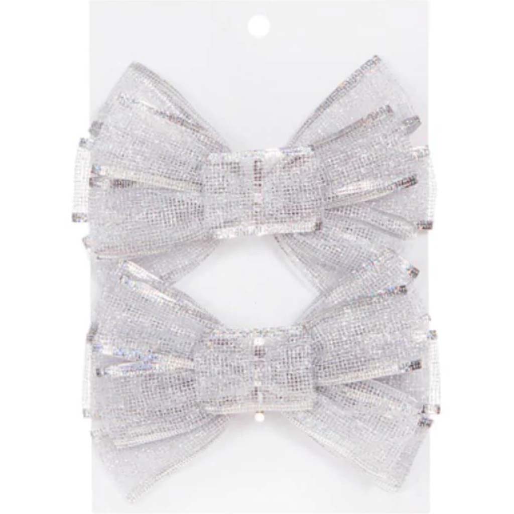 Mesh Silver Bow with Sonic Edge 2pcs 