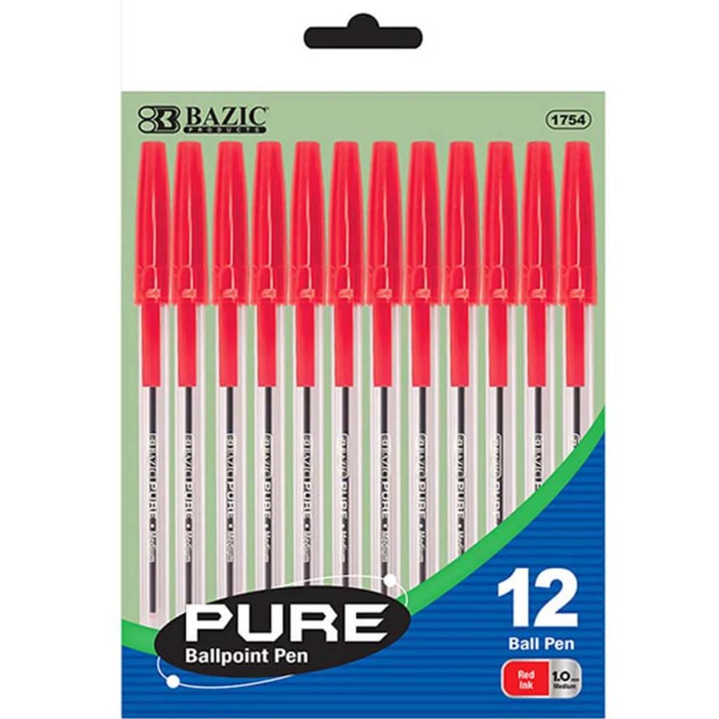 Pure Red Stick Pen 12pcs 