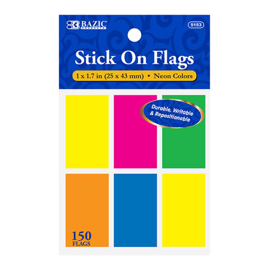 Neon Color Standard Flags 1in x 1.7in 25ct 